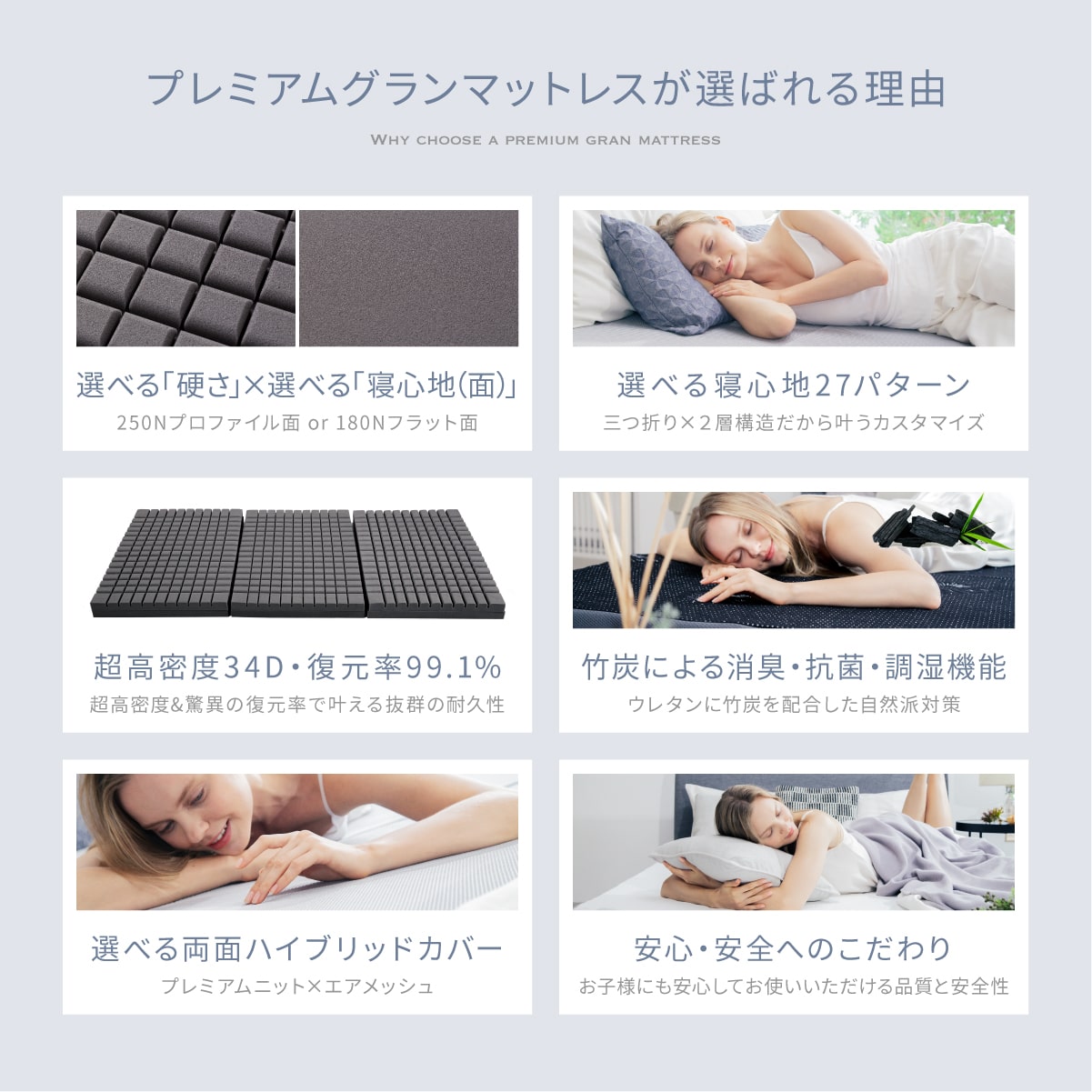 マットレス 2層高反発 三つ折 極厚10cm