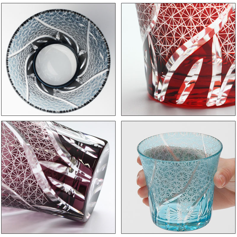 切子グラス ペアセット 桐箱入り おしゃれ 菊つなぎ