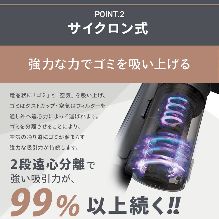 掃除機 コードレス 充電式サイクロンスティッククリーナー